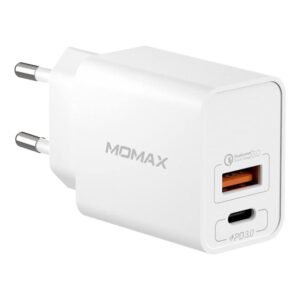[:en]Momax One Plug 2 Ports USB-C Fast Charging Adaptor (QC 3.0 +PD) 20W[:ar]موماكس One Plug شاحن مزدوج USB-C بقوة 20 وات