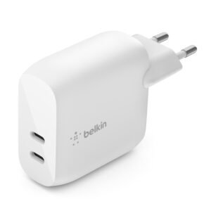 [:en]Belkin Boostcharge 2-Port USB-C PD 40W Wall Charger[:ar]بيلكن شاحن حائط مزدوج (USB-C PD) 40 وات - أبيض